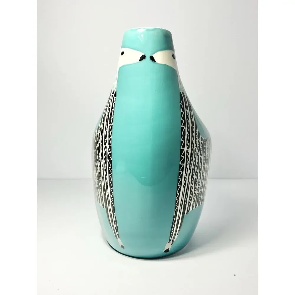 West Elm Ceramic Turquoise “Llama” Handled Pitcher Jug 8 1/4” 28oz